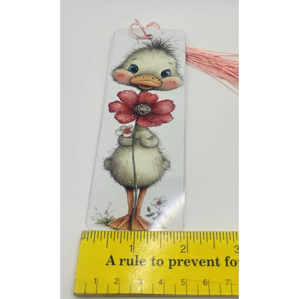 Cute Baby Goose Aluminum Bookmark With Tassel. 6X2